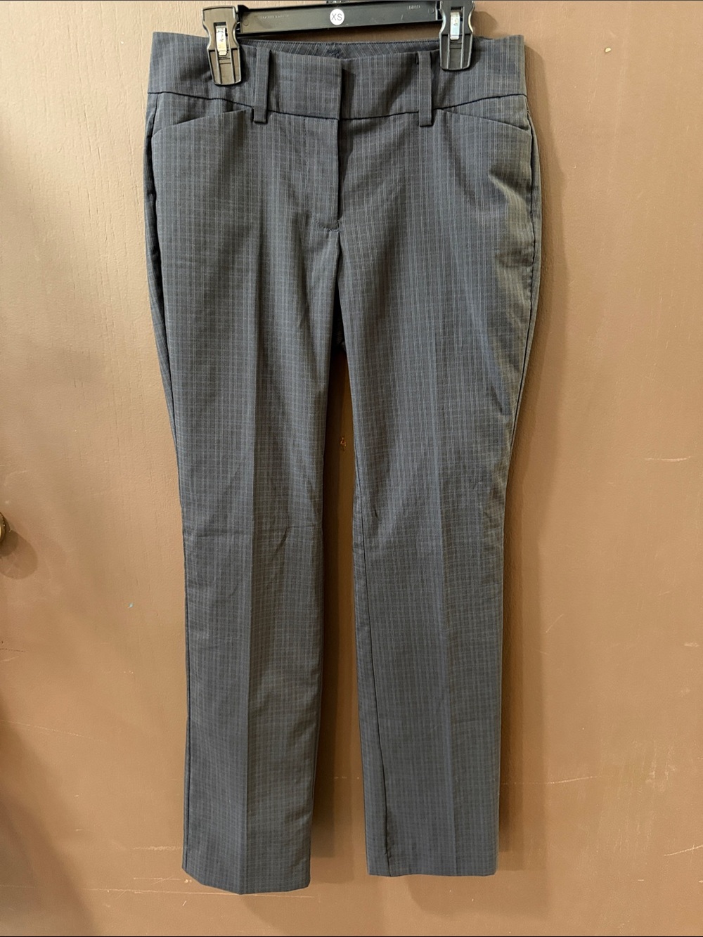 Ann Taylor Men's Straight-Leg Dress Pants in Gray Pinstripe